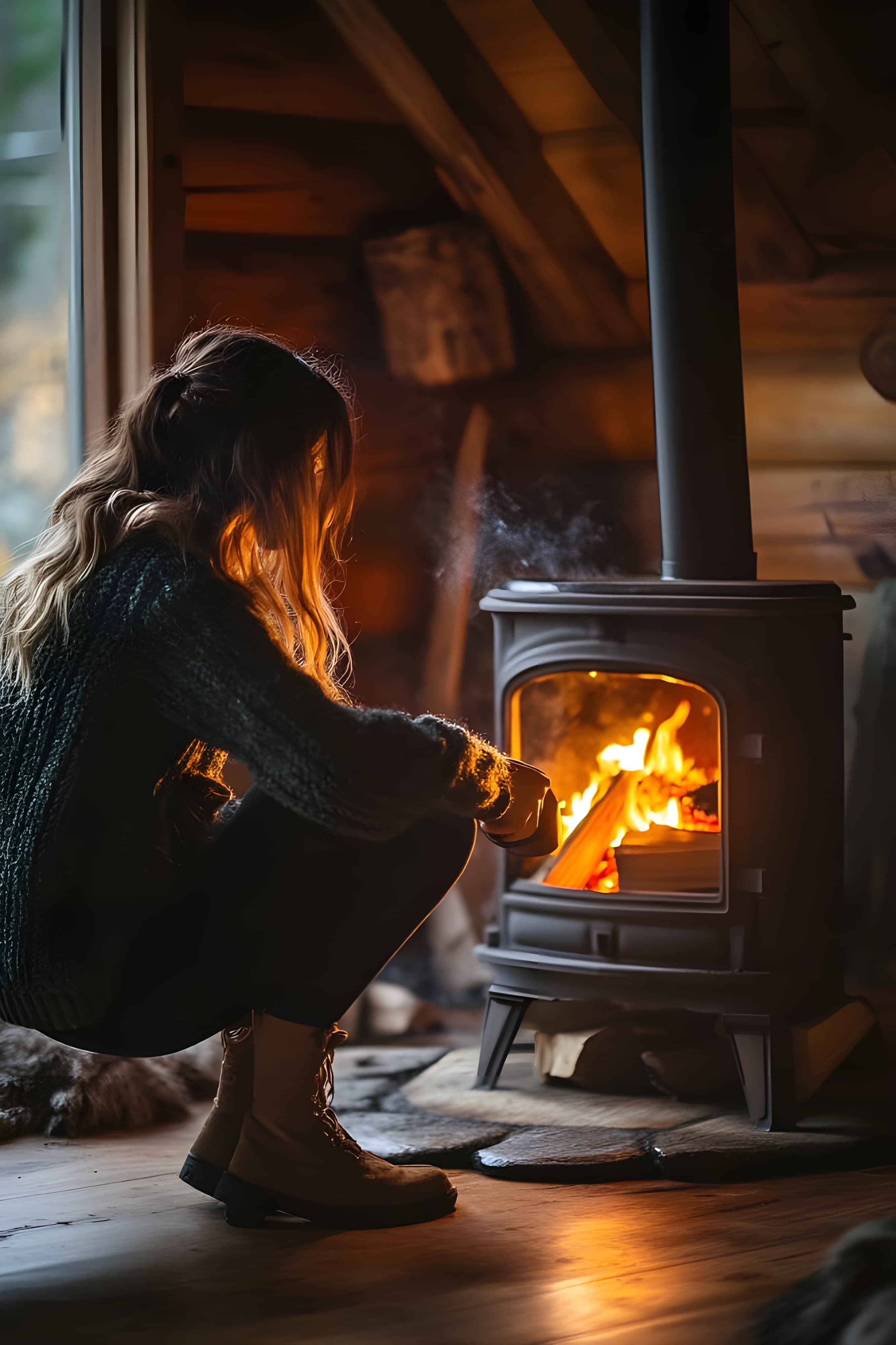 Fogão a lenha retrô em destaque